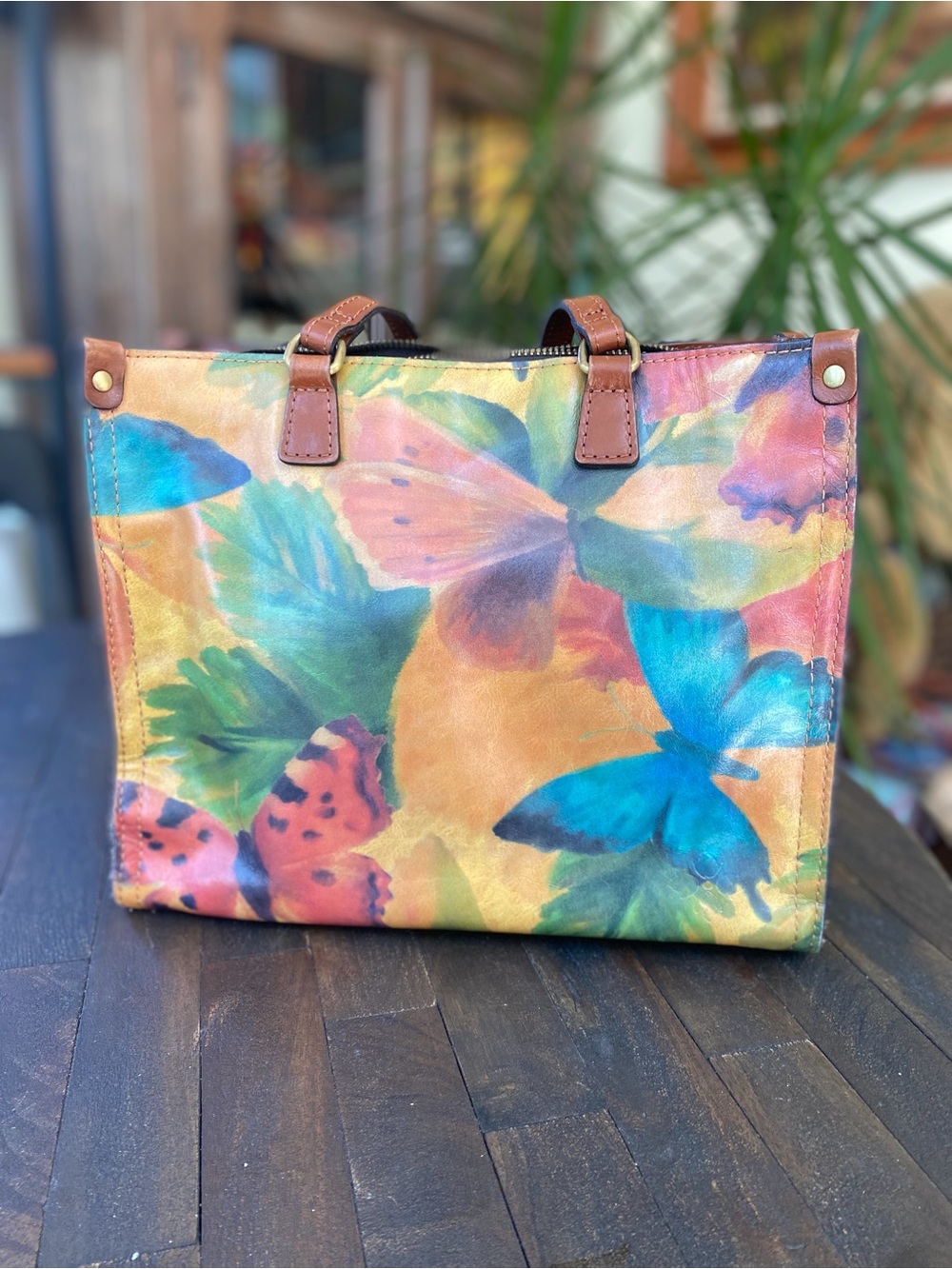Patricia Nash Watercolor Butterfly leather AVA Tote - Picture 2 of 10